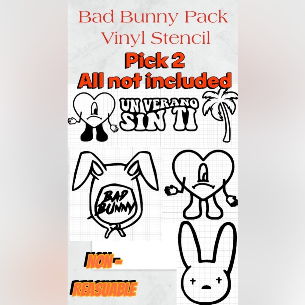 Bad Bunny Vinyl Stencil Pack
